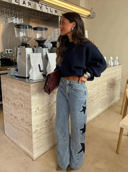 Gabriela | Jeans Casual rectos de estrellas