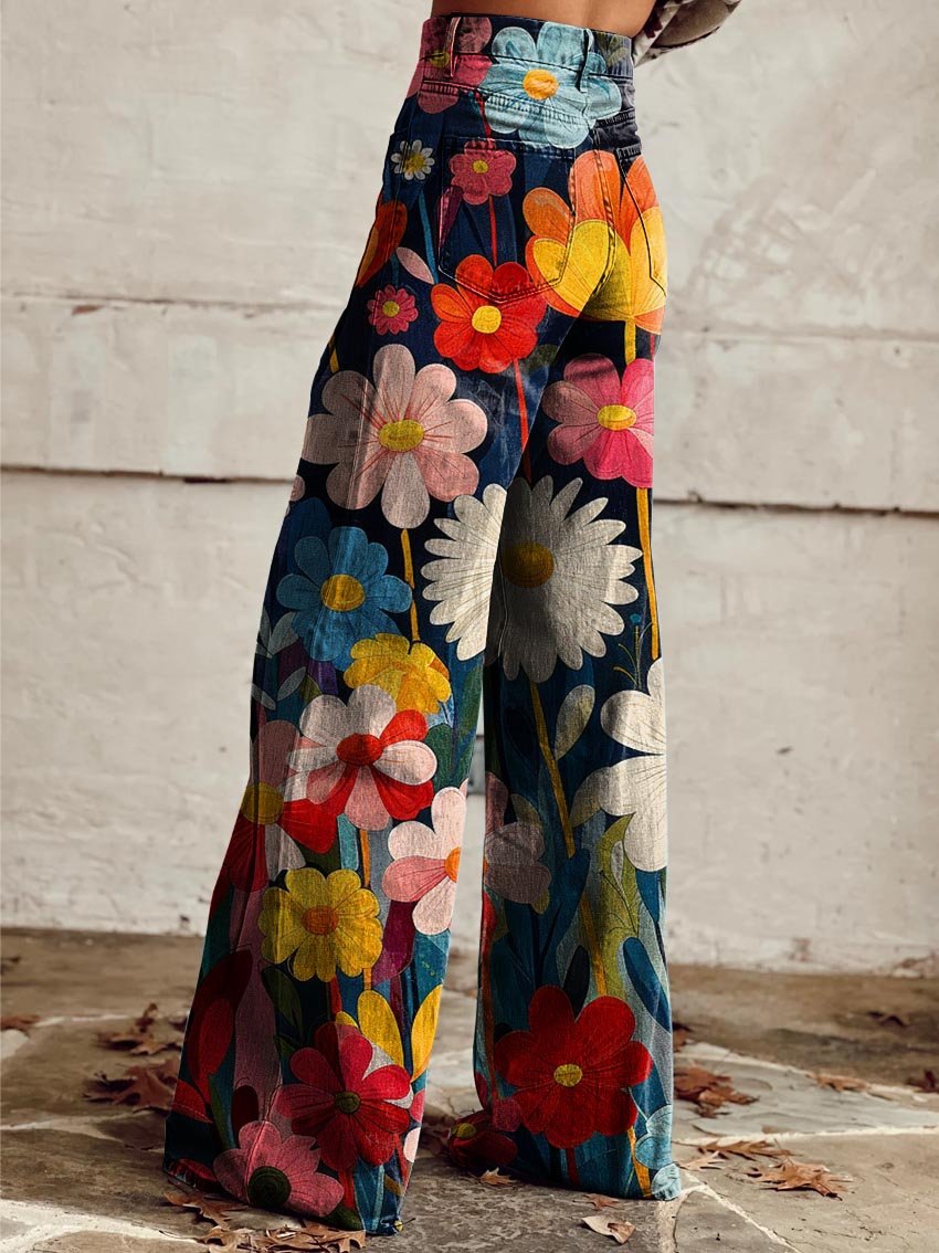 Leonela | Pantalones anchos elegantes y modernos con estampado floral