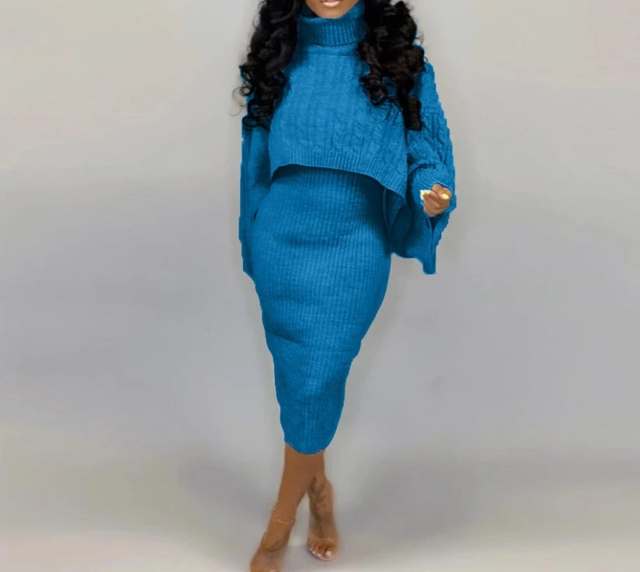 Lorena - Vestido de punto ajustado con jersey corto superpuesto