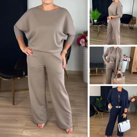 GABRIELLA | Conjunto de 3 piezas con cárdigan largo cómodo, elegante y versátil para todas las ocasiones.