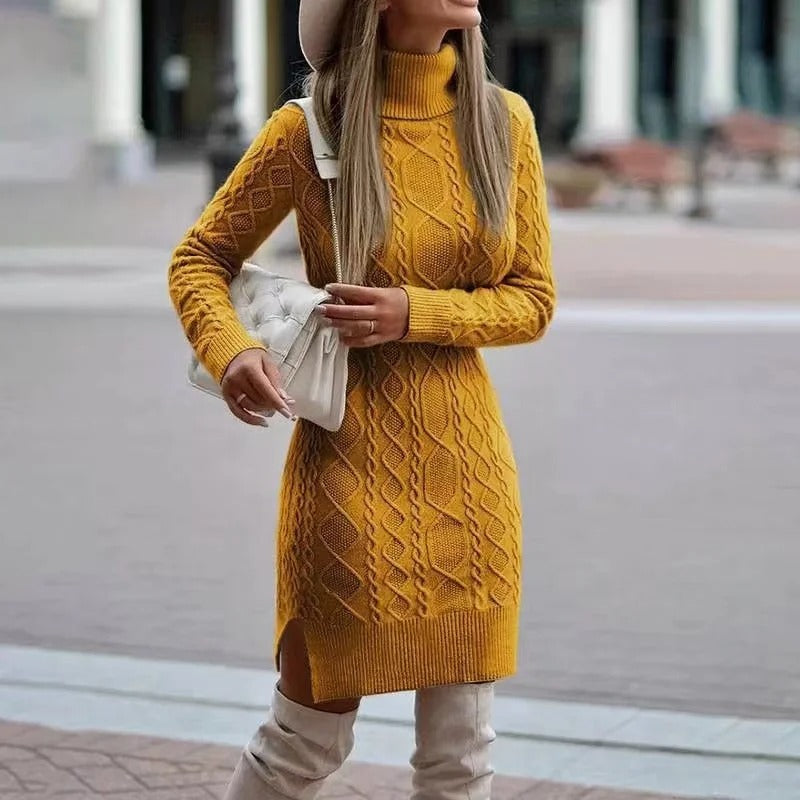 Naima - Vestido Suéter Entallado con Cuello Alto