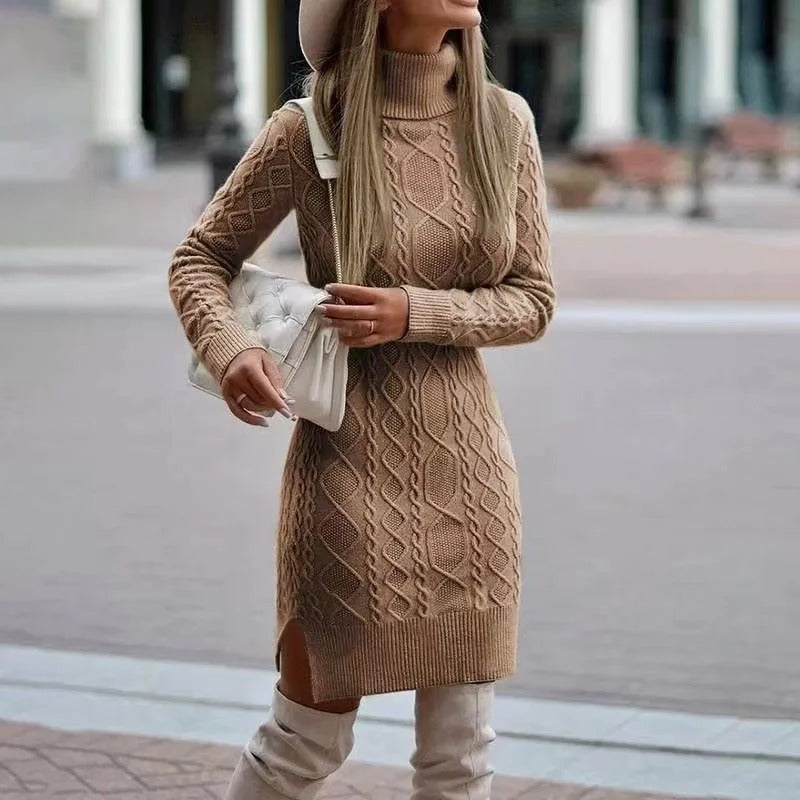 Naima - Vestido Suéter Entallado con Cuello Alto