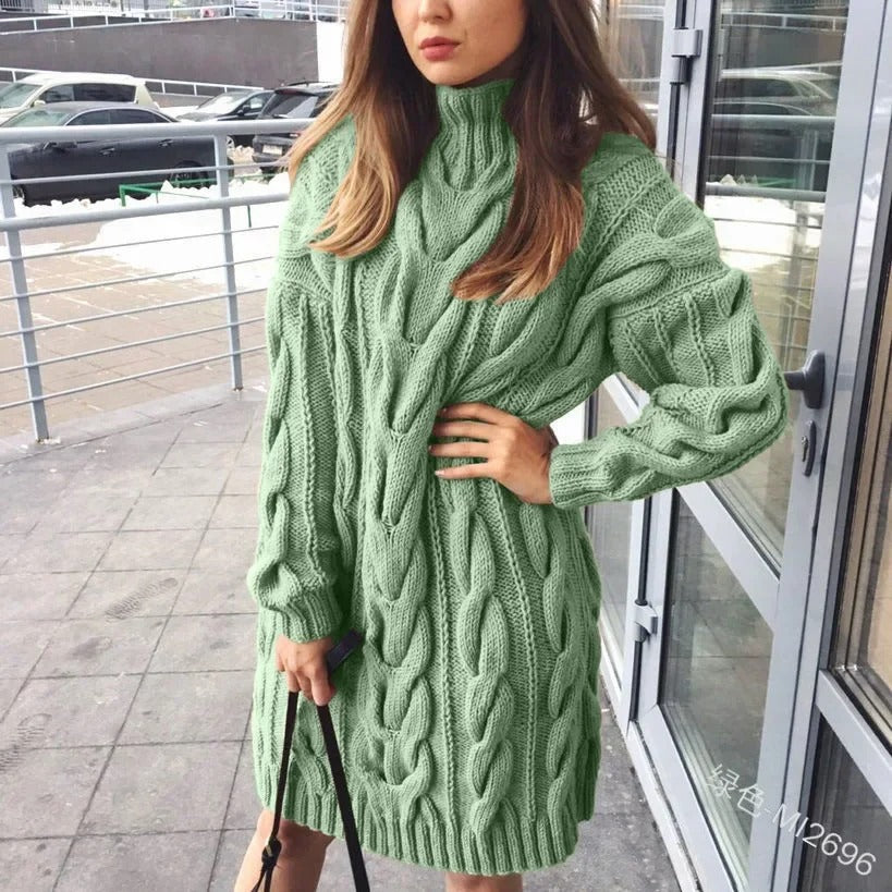 María - Vestido suéter de punto grueso trenzado