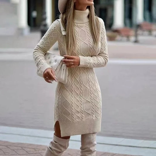 Naima - Vestido Suéter Entallado con Cuello Alto