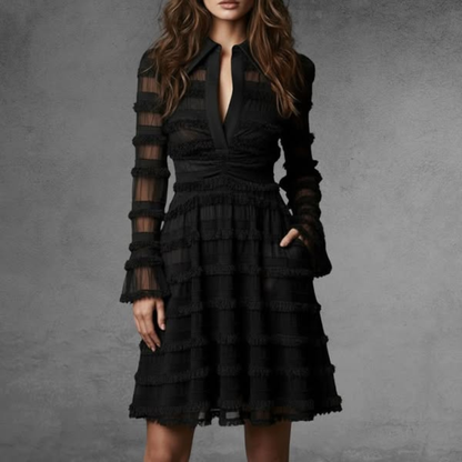 Carolina – Vestido midi con flecos transparentes