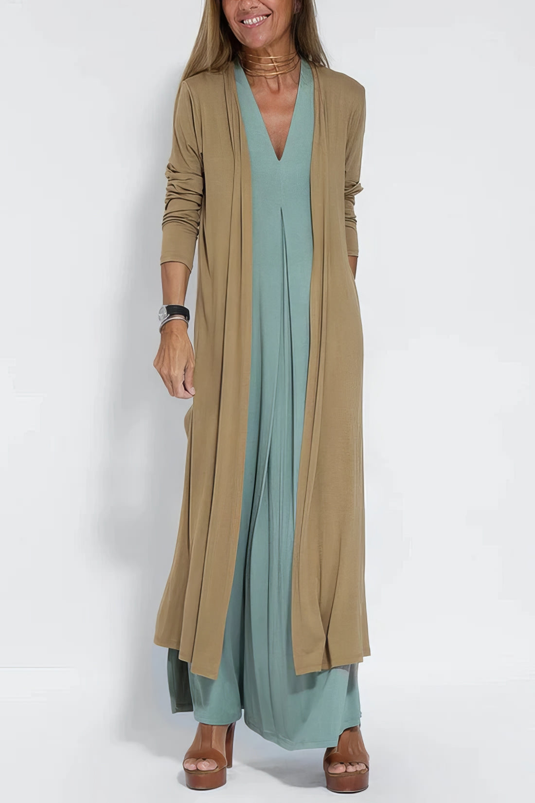 Elisenda | Elegante vestido largo con cárdigan a juego